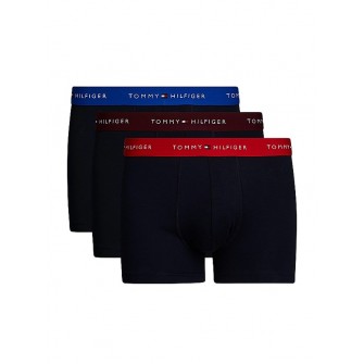 Tommy Hilfiger ανδρικά βαμβακερά boxers 3pack σε σκ. μπλε χρώμα με διαφορετικό χρώμα στο λάστιχο, άνετη γραμμή 95%cotton 5%elastane UM0UM02763 05K